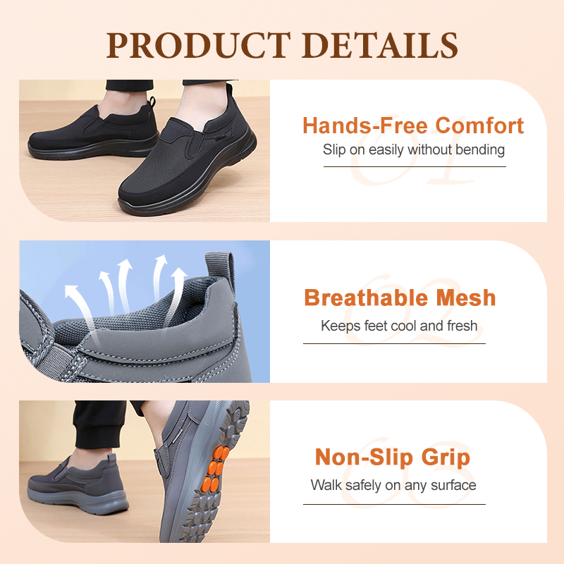 👟50% RABATT JETZT! ✨ Herren Atmungsaktive Slipper-Sneakers - Fußgewölbe Unterstützung mit Memory-Schaum Einlegesohlen für Ganzägigen Komfort 🏃‍♂️💨
