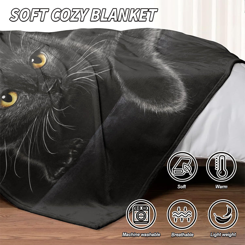 ⏳LETZTER TAG DES AUSVERKAUFS 50 % RABATT!⏰🐱Schwarze Katze – Gemütliche Decke für jede Jahreszeit