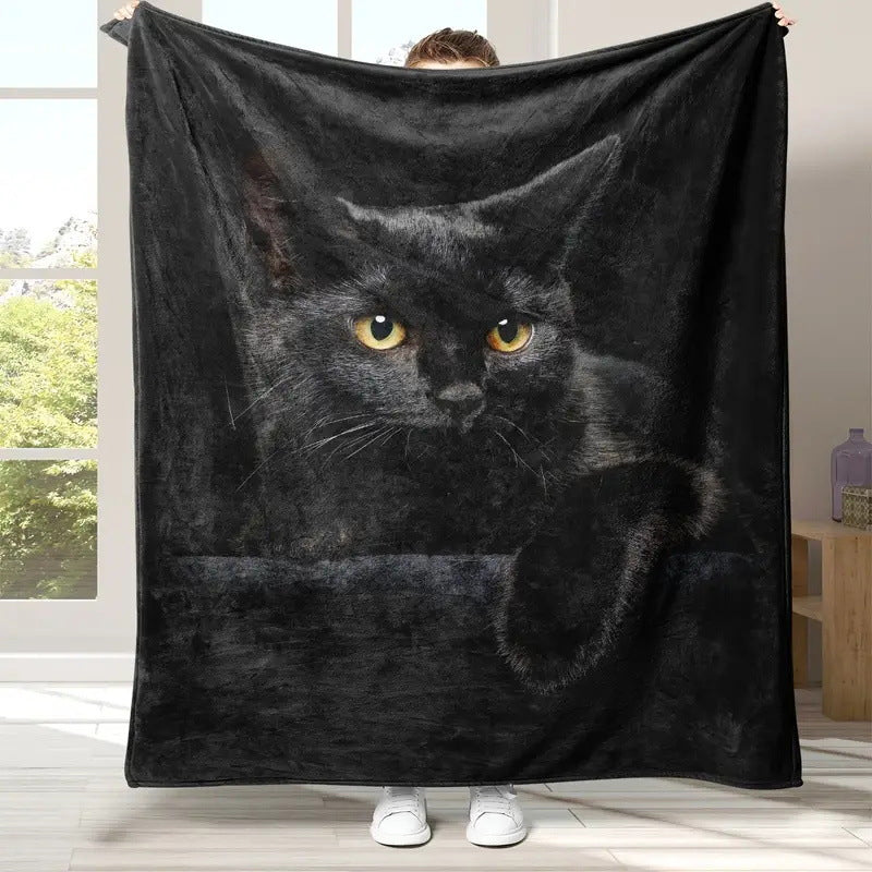 ⏳LETZTER TAG DES AUSVERKAUFS 50 % RABATT!⏰🐱Schwarze Katze – Gemütliche Decke für jede Jahreszeit
