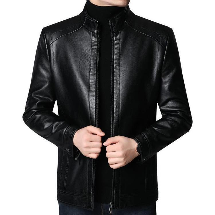 🛍️🛍️Lederjacke für Herren - 50 % Rabatt🌀🌀Mit Plüschfutter, Stehkragen und zeitlosem Design für stilvolle Wärme und Vielseitigkeit