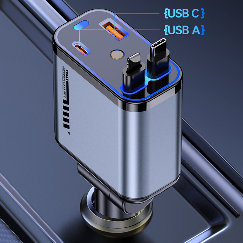 🏎️50 % Rabatt⚡🎅Multifunktionales Schnellladegerät für Autos mit einziehbarem Kabel