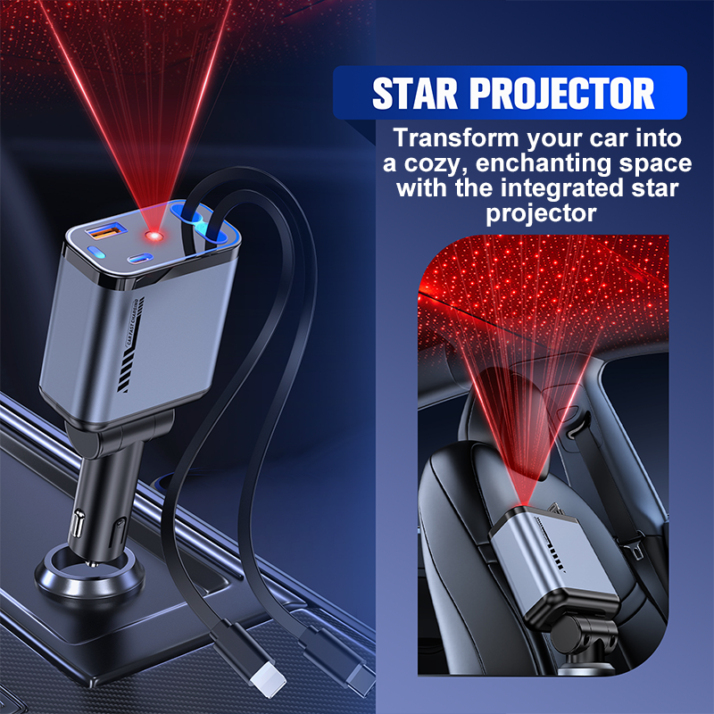 🏎️50 % Rabatt⚡🎅Multifunktionales Schnellladegerät für Autos mit einziehbarem Kabel