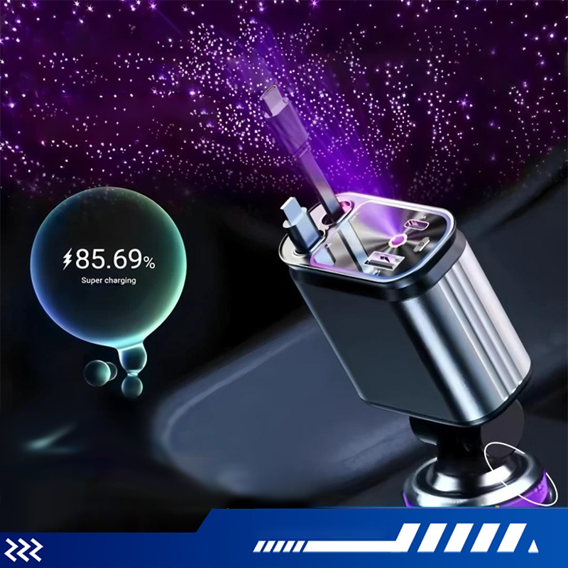 🏎️50 % Rabatt⚡🎅Multifunktionales Schnellladegerät für Autos mit einziehbarem Kabel