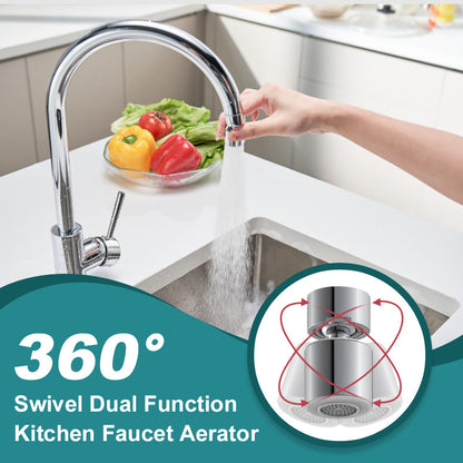 ⏳Nur für kurze Zeit 50 % Rabatt⏰360° drehbarer Doppelfunktions-Luftsprudler für Küchenarmaturen