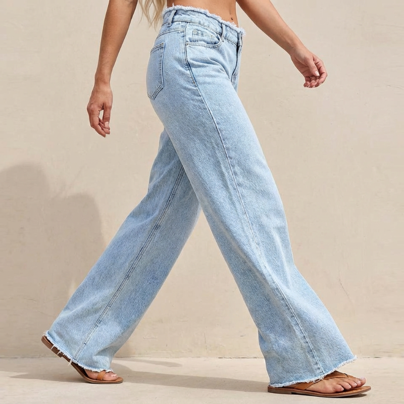 👖🔥 SOLANGE VORRAT REICHT – 50% RABATT! High-Waist Jeans mit weitem Bein und ausgefranstem Saum – Lässiger 90er-Jahre-Vintage-Look ✨