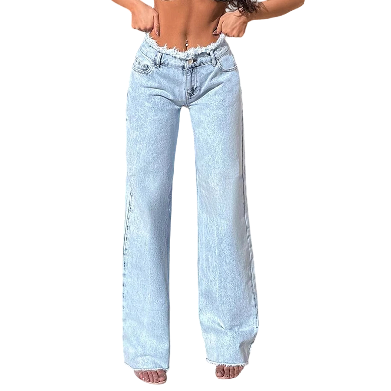 👖🔥 SOLANGE VORRAT REICHT – 50% RABATT! High-Waist Jeans mit weitem Bein und ausgefranstem Saum – Lässiger 90er-Jahre-Vintage-Look ✨