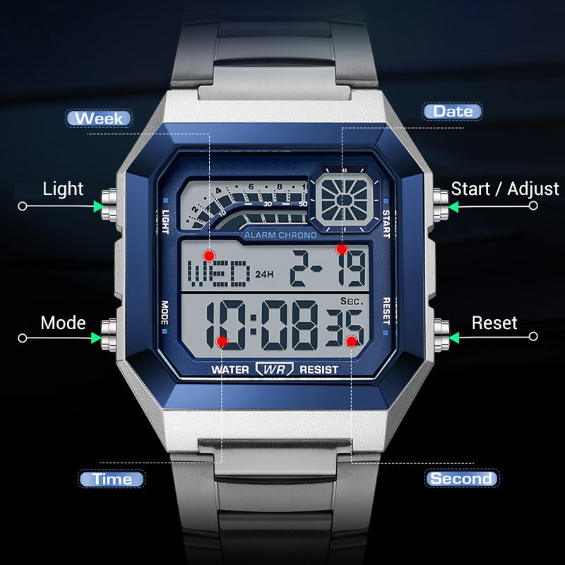 ⌚ 50% RABATT! ⏱️ Unisex-Digitaluhr mit Quadratischem Display – Leuchtanzeige, 50M Wasserdicht & Leichter Haltbarer Armband 🌙