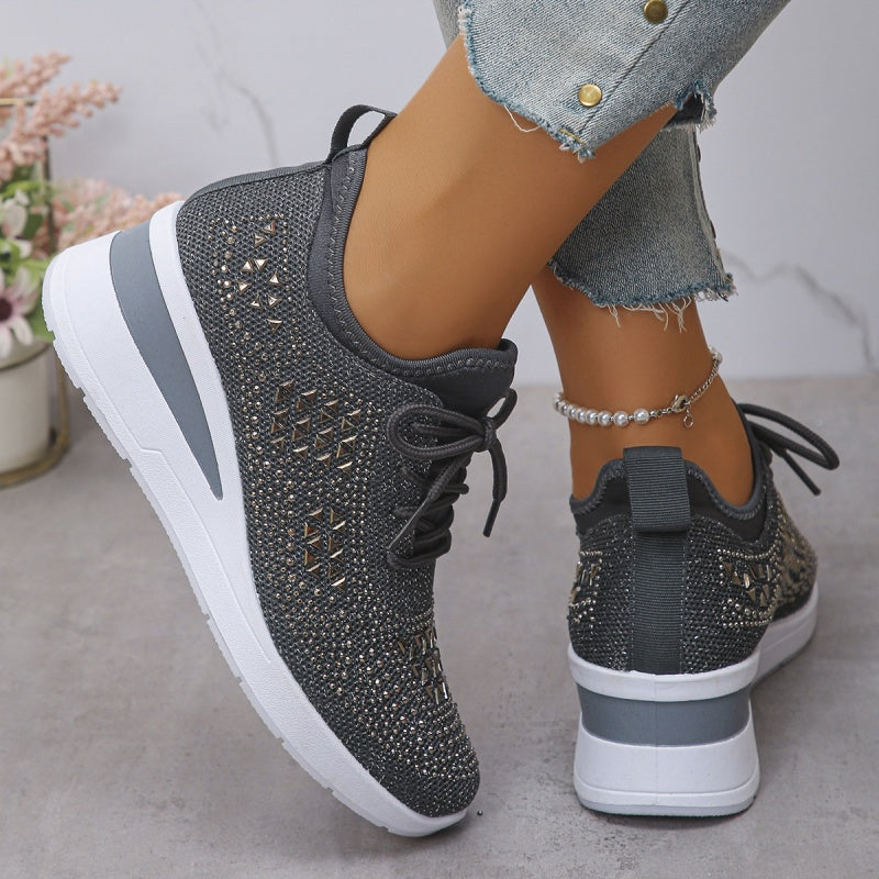 📢📢50% RABATT! ⏰ Atmungsaktive Sneaker aus Mesh mit Strassverzierung – Funkelndes Design, Leichte Belüftung & Rutschfeste Gummisohle ✨👟