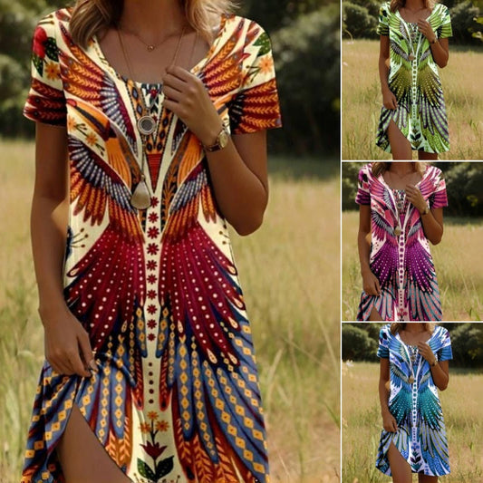 🔥HEISSER VERKAUF 50 % RABATT✨Damenkleid mit kurzen Ärmeln und Blumenmuster💃