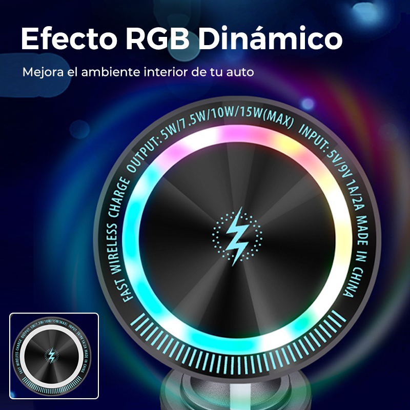🔥50 % RABATT 🔥Magnetische Autohalterung mit kabelloser Ladestation und RGB-Beleuchtung