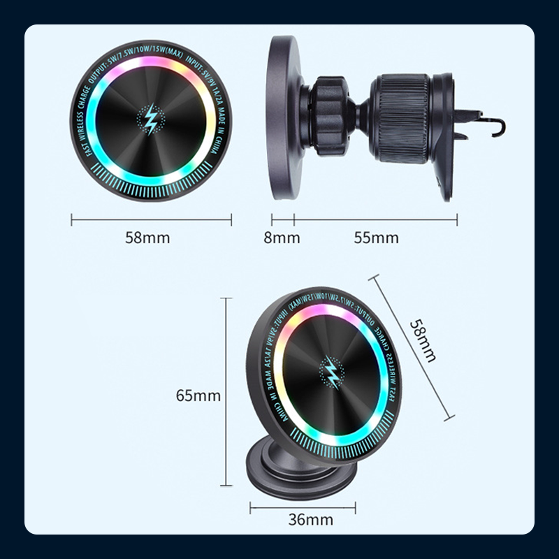 🔥50 % RABATT 🔥Magnetische Autohalterung mit kabelloser Ladestation und RGB-Beleuchtung