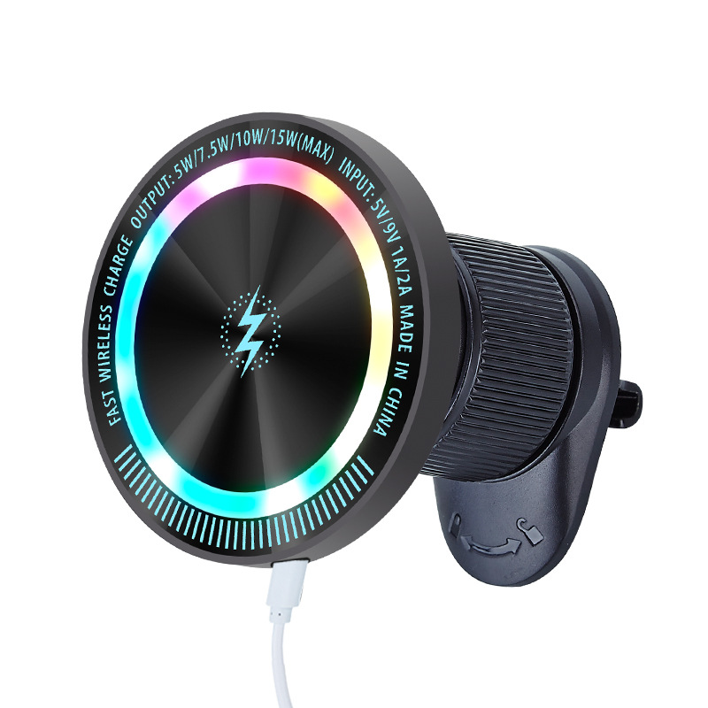🔥50 % RABATT 🔥Magnetische Autohalterung mit kabelloser Ladestation und RGB-Beleuchtung