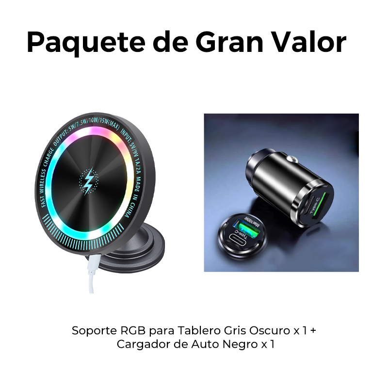 🔥50 % RABATT 🔥Magnetische Autohalterung mit kabelloser Ladestation und RGB-Beleuchtung