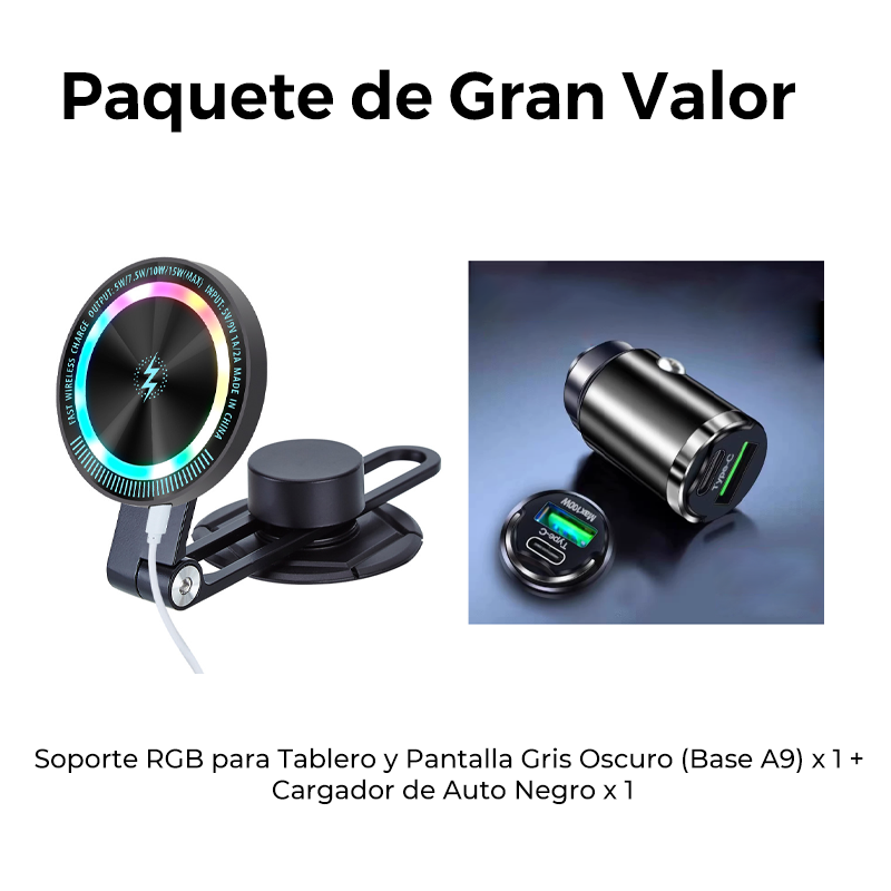 🔥50 % RABATT 🔥Magnetische Autohalterung mit kabelloser Ladestation und RGB-Beleuchtung