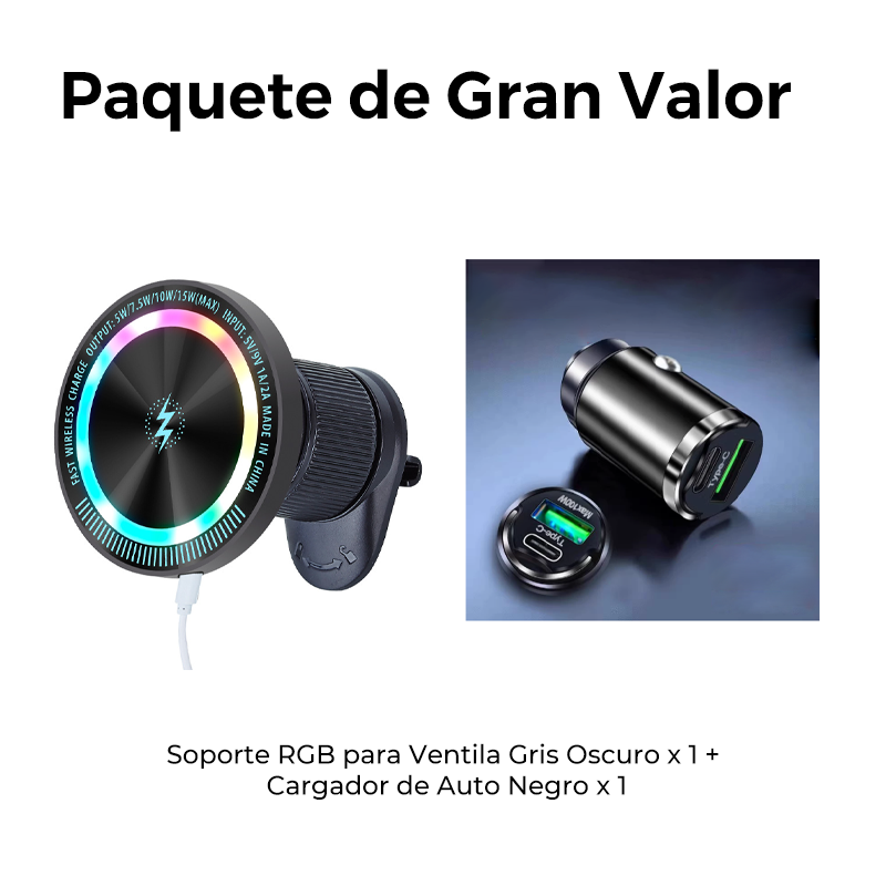 🔥50 % RABATT 🔥Magnetische Autohalterung mit kabelloser Ladestation und RGB-Beleuchtung
