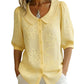 🌸👚Besticktes Retro-Hemd mit Blumenmuster und Kragen