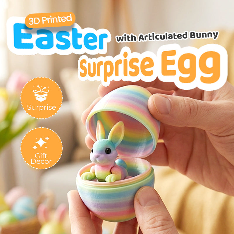 3D Printed Easter Surprise Egg with Articulated Bunny
