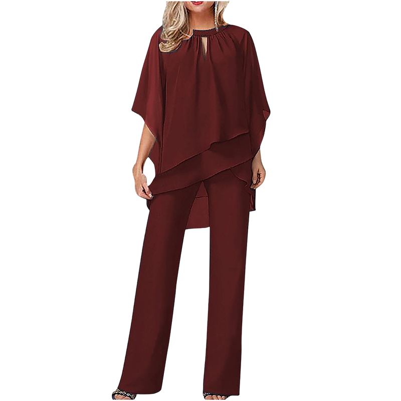 🔥Solange der Vorrat reicht 50 % Rabatt!🎉Eleganter Zweiteiler: Bluse mit asymmetrischem Saum & weite Hose