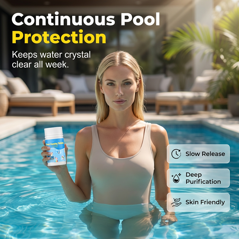 🏊‍♂️ Pool-Reinigungstabletten für kristallklares Wasser - Langsam lösend | Geruch & Flecken entfernen