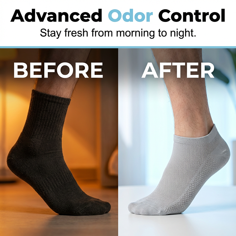 🔥50 % Rabatt 🎁Atmungsaktive, antibakterielle Herren-Knöchelsocken🍃Schweißableitend und geruchshemmend für ganztägigen Tragekomfort
