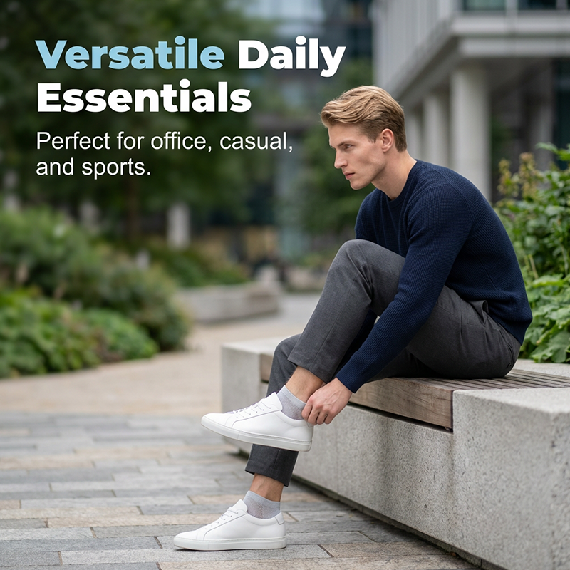 🔥50 % Rabatt 🎁Atmungsaktive, antibakterielle Herren-Knöchelsocken🍃Schweißableitend und geruchshemmend für ganztägigen Tragekomfort
