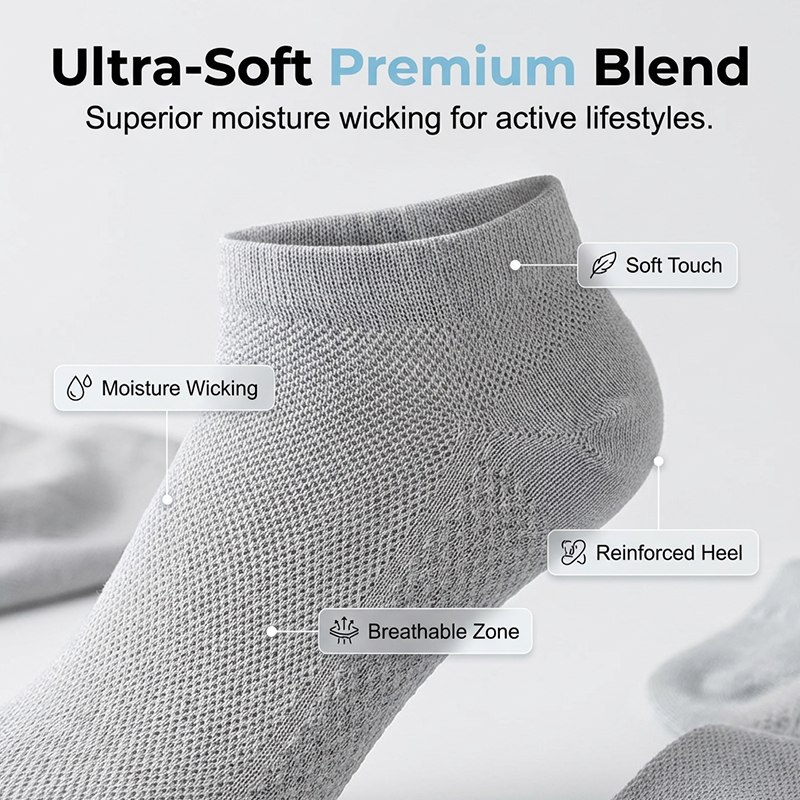 🔥50 % Rabatt 🎁Atmungsaktive, antibakterielle Herren-Knöchelsocken🍃Schweißableitend und geruchshemmend für ganztägigen Tragekomfort