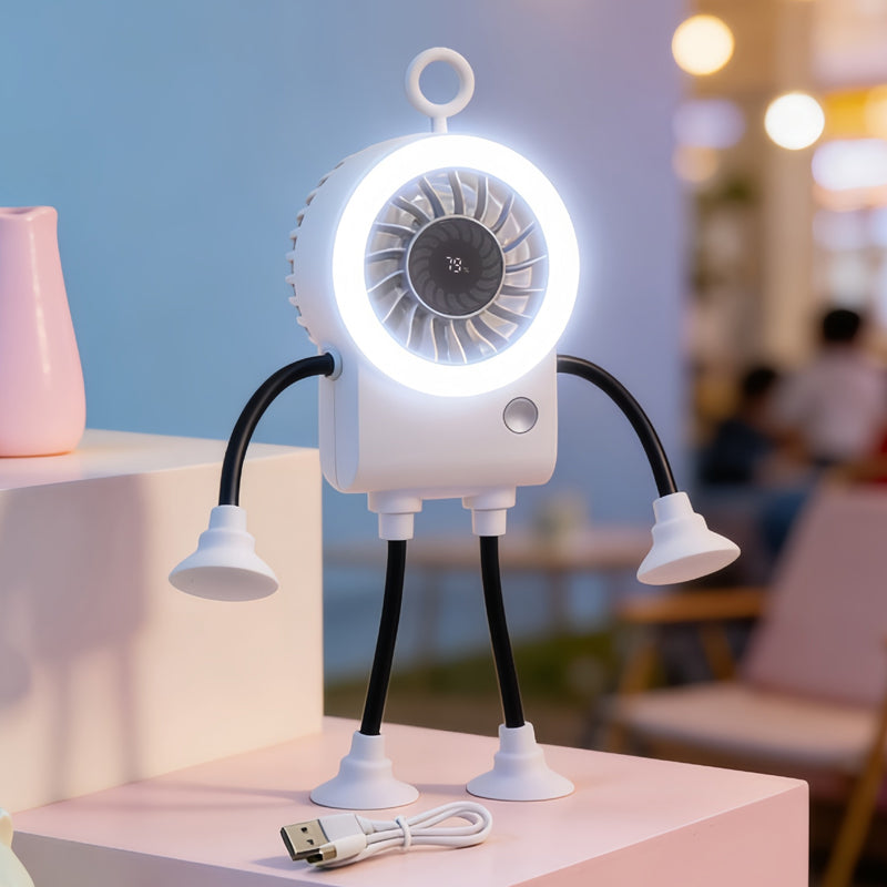 🍃HEISSER VERKAUF 50% RABATT🎁Flexibler Roboter-Tischventilator mit LED-Licht🤖