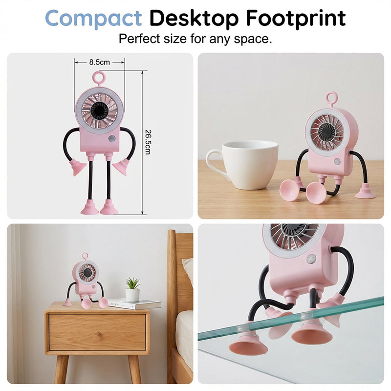 🍃HEISSER VERKAUF 50% RABATT🎁Flexibler Roboter-Tischventilator mit LED-Licht🤖