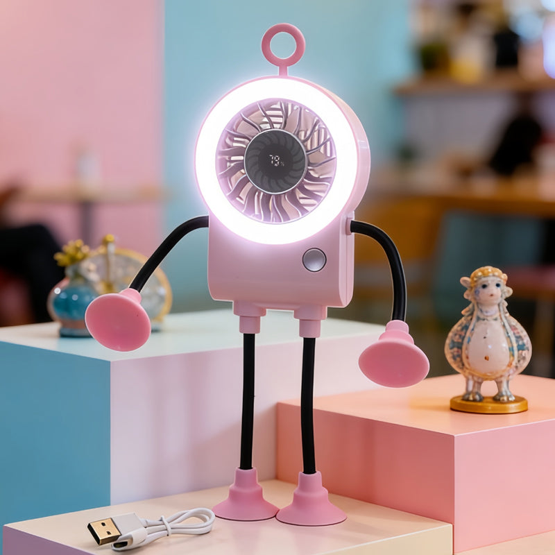 🍃HEISSER VERKAUF 50% RABATT🎁Flexibler Roboter-Tischventilator mit LED-Licht🤖