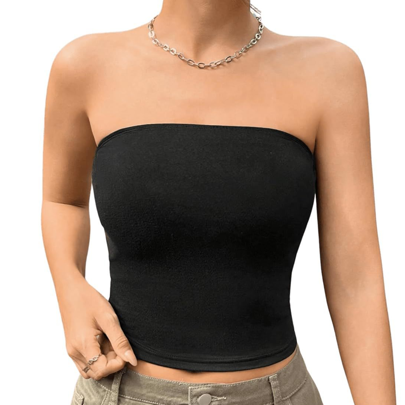 Weiches trägerloses Bandeau-Top in Unifarbe für Damen