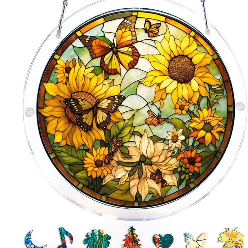 Acryl-Puzzle „Sonnenuntergang & Meer“ zum Aufhängen am Fenster