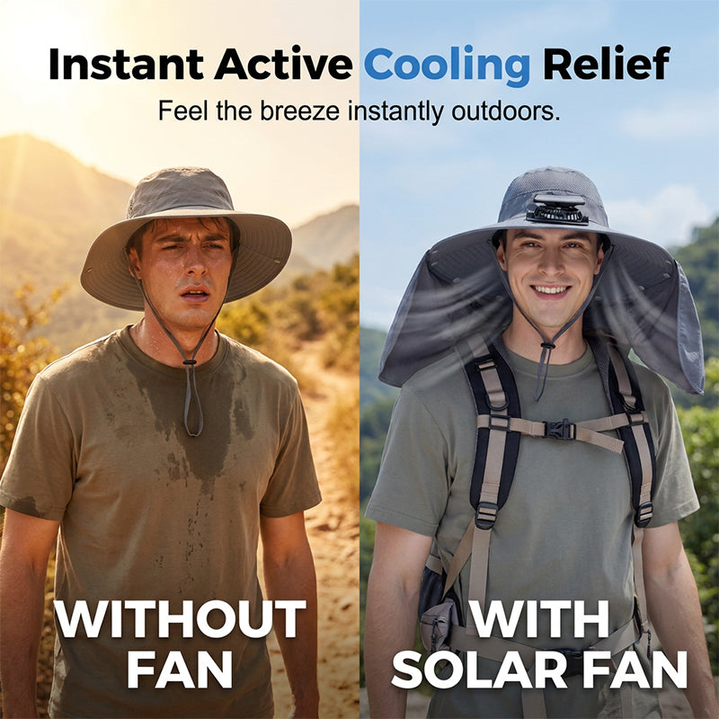 Atmungsaktive Fischer-Kappe mit Solarbetriebenem Ventilator