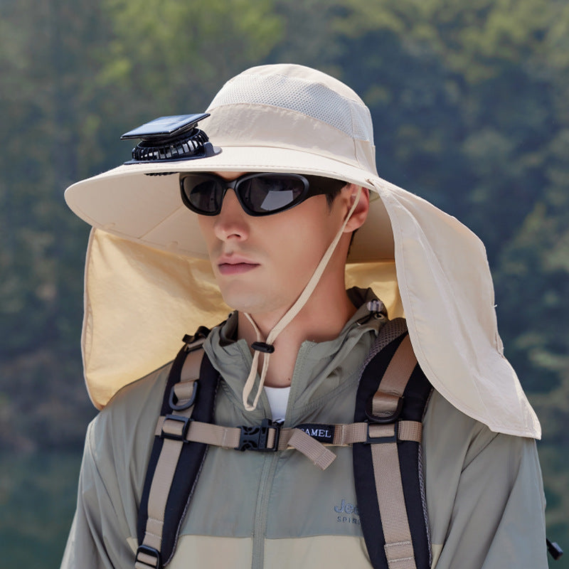 Atmungsaktive Fischer-Kappe mit Solarbetriebenem Ventilator