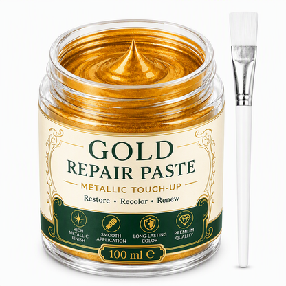 🔥50% RABATT NU! Guldmetallisk reparationspasta med borste, perfekt för metallytor ✨✅💥