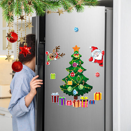 🎄【3D-magnetplattor med jultema】✨Ett enkelt klister – och kylskåpet förvandlas på ett ögonblick till en julstuga