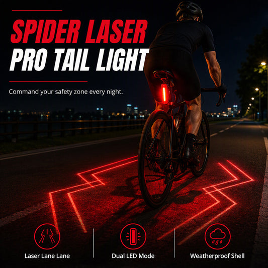 🔴 Uppladdningsbar säkerhetsbaklampa för cykel – laseravkänning, vattentät enligt IPX5, USB-laddning 💡