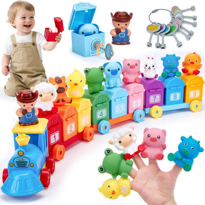 🎄🚂Julrea - 50% RABATT✨ 2-i-1 Lektåg Lärxlek Set – Interaktiv Pedagogisk Järnvägsleksak för Småbarn